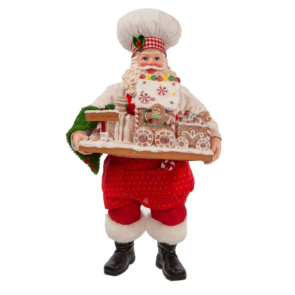 Kurt Adler 11-Inch Fabriché Santa with Gingerbread Train - Diamond Home USA