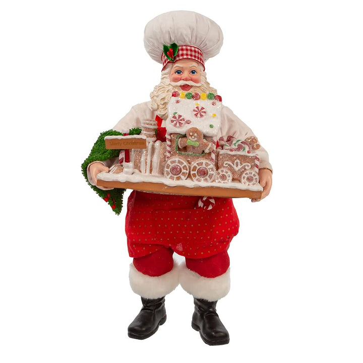 Kurt Adler 11-Inch Fabriché Santa with Gingerbread Train - Diamond Home USA