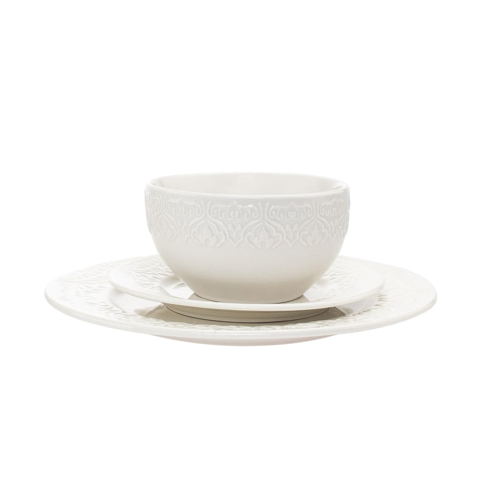 Porcelain 16 Piece Dinnerware Set Service For 4 Off/White Floral Traditional - Diamond Home USA