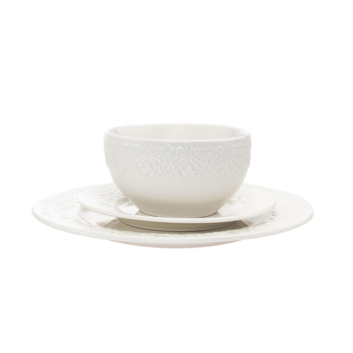 Porcelain 16 Piece Dinnerware Set Service For 4 Off/White Floral Traditional - Diamond Home USA