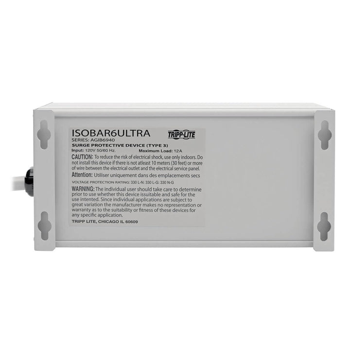 Tripp Lite Isobar 6 Outlet Surge Protector 6ft. Cord Right-Angle Plug - Diamond Home USA