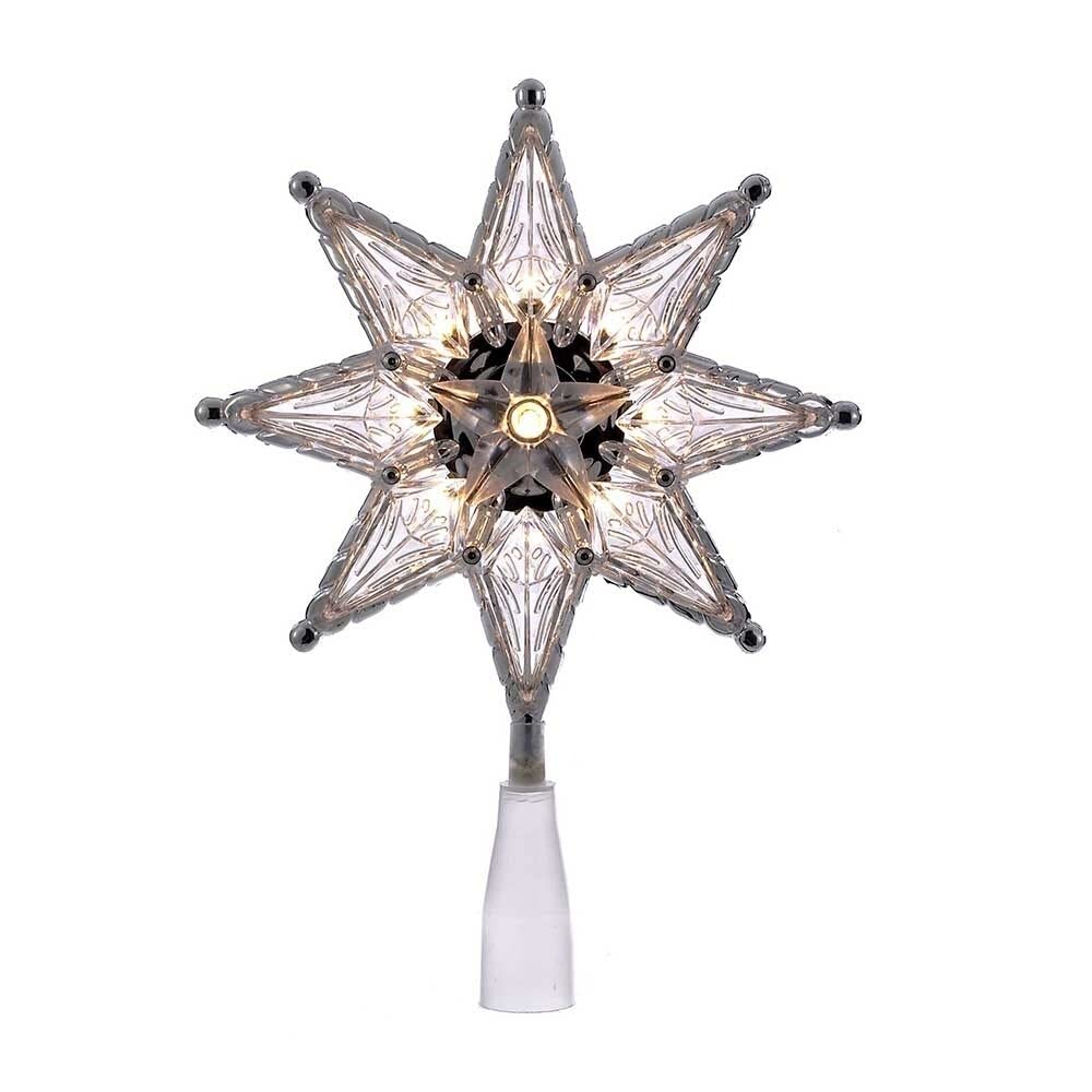 10-Light 8-inch 8-Point Clear Star Treetop Multi Color Plastic
