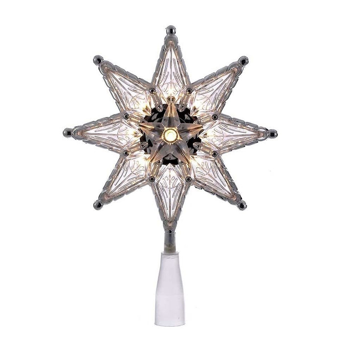 10-Light 8-inch 8-Point Clear Star Treetop Multi Color Plastic