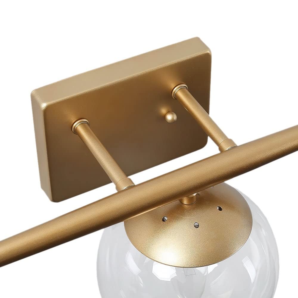 3-light Glass Globe Vanity Light Brass Mid-century Modern Contemporary Metal - Diamond Home USA