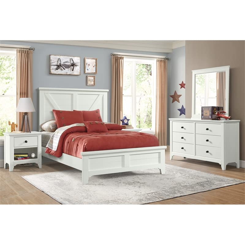 Intercon Tahoe Youth Wooden Farmhouse Drawer Seashell Nightstand - Diamond Home USA