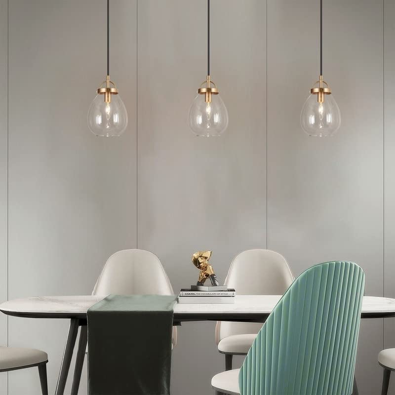 Modern Gold 1-Light Glass Island Lights for Dining Room 6inch D X 9inch H - Diamond Home USA