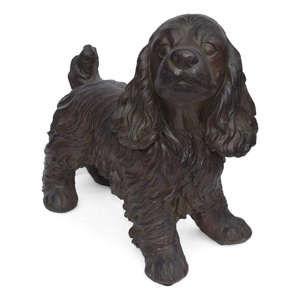 Noble House Josie Outdoor Cast Stone Cocker Spaniel Dog Garden Statue
