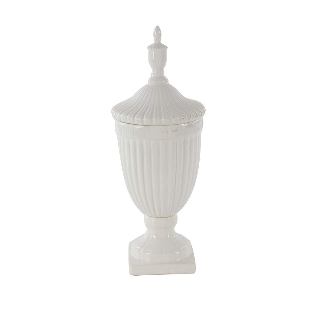 Updated Traditional White Ceramic 26-inches High X 10-inches Wide Gloss Urn - Diamond Home USA