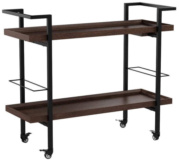 Christopher Knight Home Gerard Industrial Wooden ar Cart Dark Walnut Finish / - Diamond Home USA