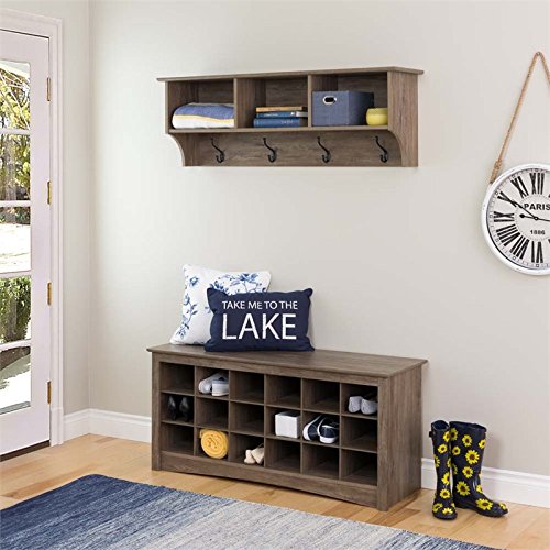 Atlin Designs 18 Cubby Shoe Storage Bench in Drifted Gray - Diamond Home USA