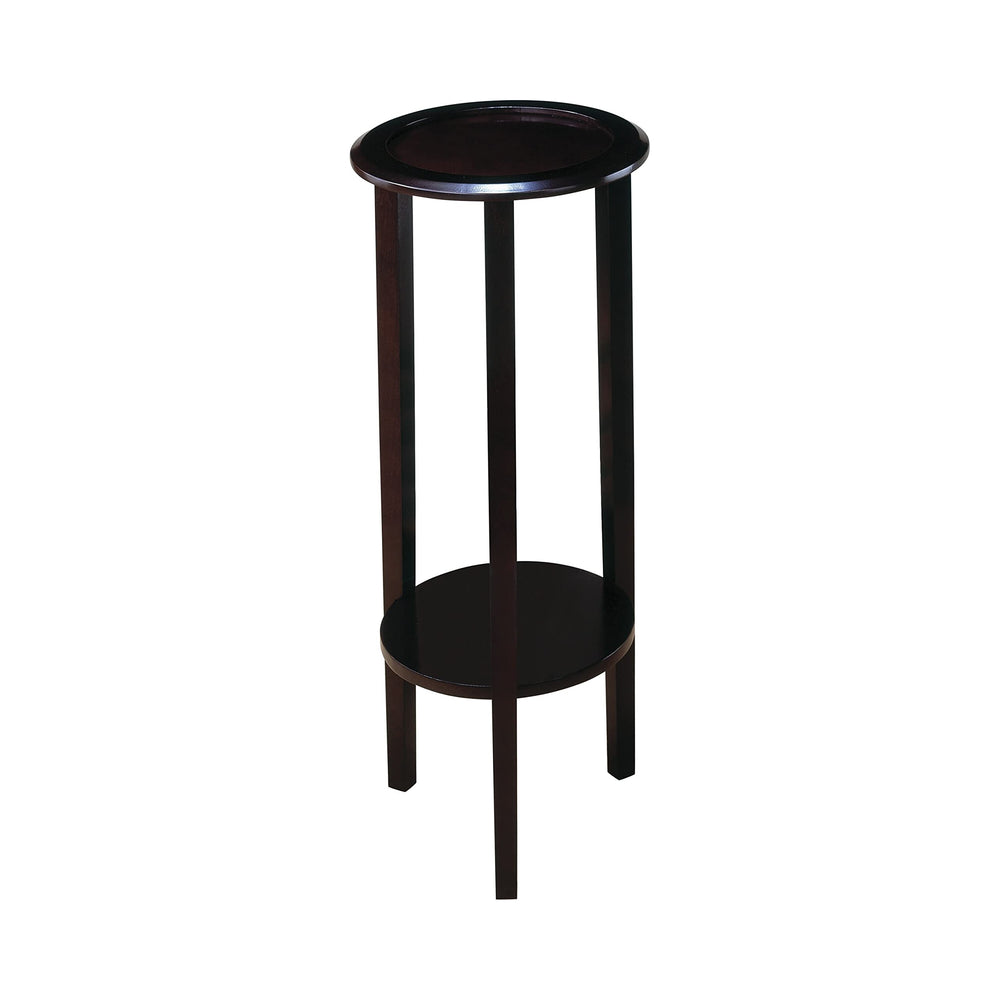 Round Accent Table Black Transitional MDF Rubberwood Finish Shelf Storage - Diamond Home USA