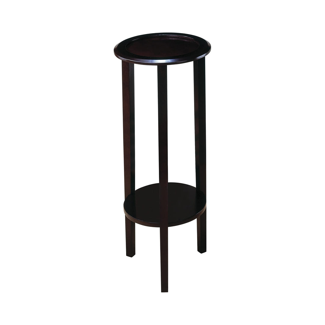Round Accent Table Black Transitional MDF Rubberwood Finish Shelf Storage - Diamond Home USA