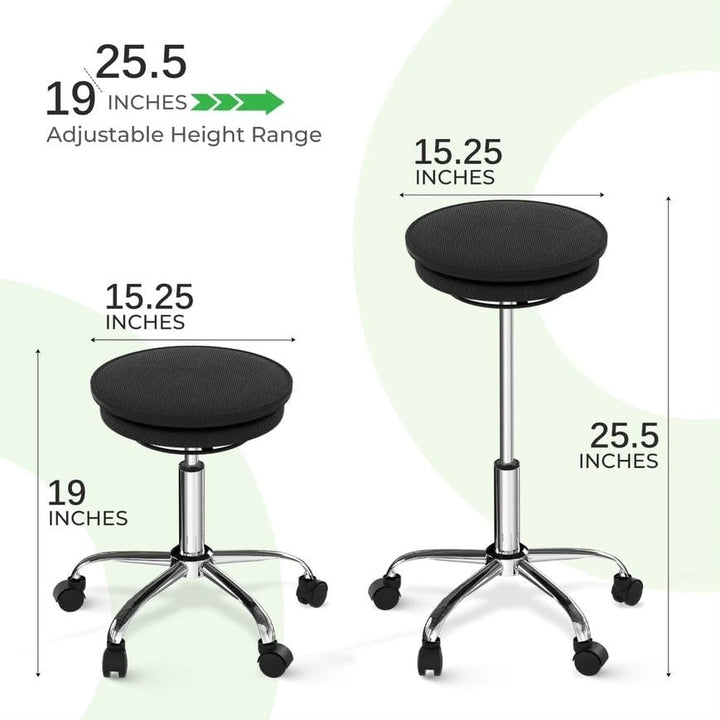 Wobble Stool Air Balance Ball hair On Wheels Alternative Rolling Black Modern - Diamond Home USA