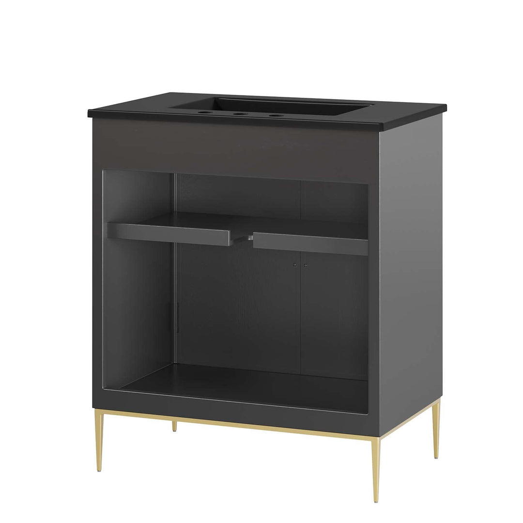 Modway Awaken Bathroom Vanity Cabinet 30" Black Black - Diamond Home USA