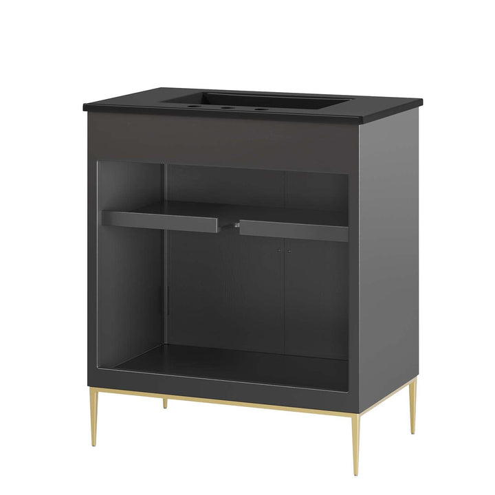 Modway Awaken Bathroom Vanity Cabinet 30" Black Black - Diamond Home USA