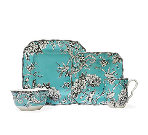 Adelaide 16-Piece Casual Turquoise Porcelain Dinnerware Set (Service for 4)
