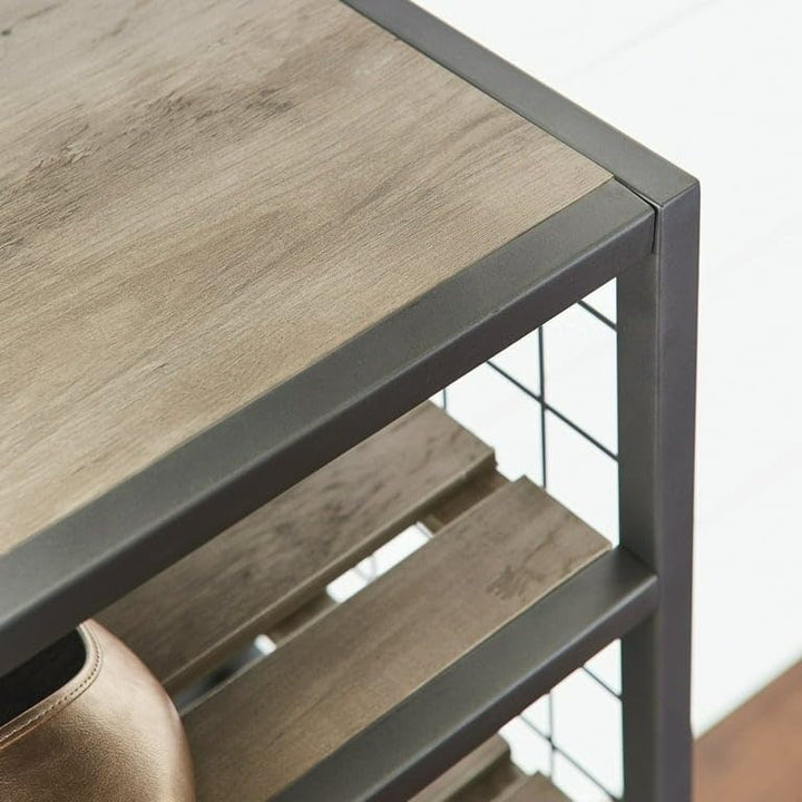 Farmhouse 3 Tiers12-compartment Garment Shoe Rack Wood Gray Grey Metal - Diamond Home USA