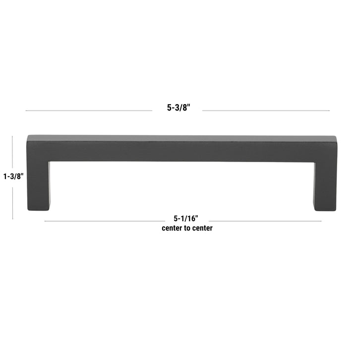 GlideRite 5-1/16" Center to Center Solid Square Cabinet Bar Pull Matte Black - Diamond Home USA