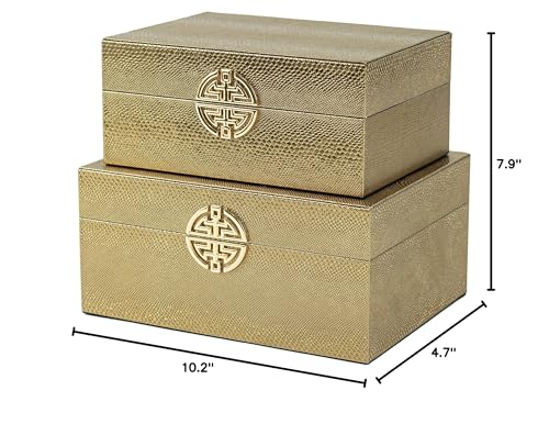 Nesting Boxes Set Of 2 Bronze/gold Brown Gold Transitional Mdf Bronze Finish - Diamond Home USA
