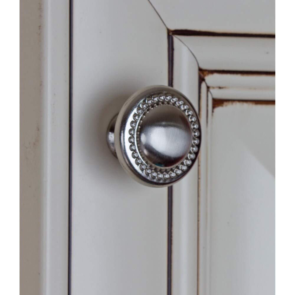 1.25-inch Satin Nickel Round Beaded Cabinet Knobs (Pack of 10) Grey Metal Finish - Diamond Home USA