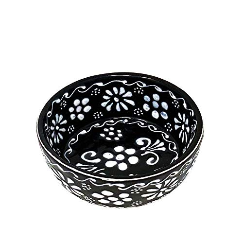 Handmade Mexican Pottery Black Appetizer And Dip Bowls (Set Of 2) 3" X 2" - Diamond Home USA