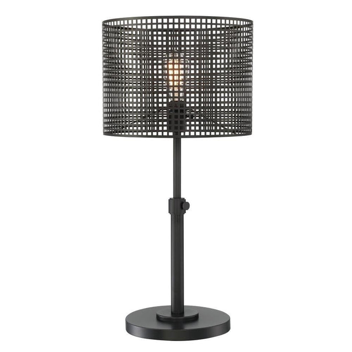 Lite Source Table LAMP Black/MESH Metal Shade E27 Vintage Bulb 60W LS-23017