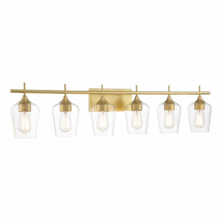 6 Light Dimmable Vanity Gold Farmhouse Rustic Glass Metal Includes Hardware - Diamond Home USA