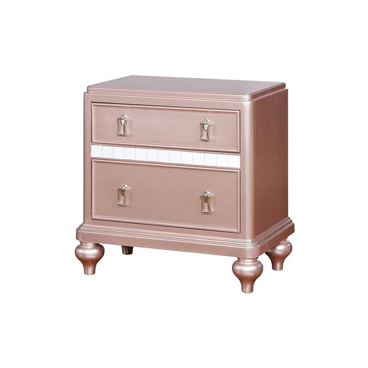 simple relax 2 Drawers Wooden Nightstand with Mirror Trim Rose Gold - Diamond Home USA