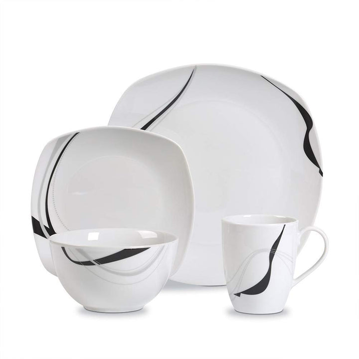 Carnival 16pc Soft Square Porcelain Dinnerware Set - Diamond Home USA