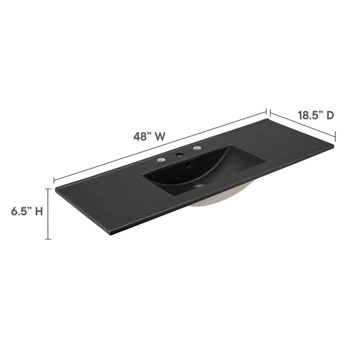 Cayman 48" Single Basin Bathroom Sink - Black - Diamond Home USA