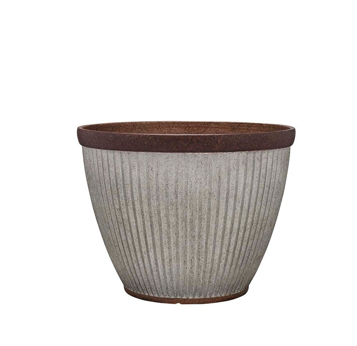 Southern Patio 10" Westlake Indoor/Outdoor Pleated Planter with Galvanized 10" Round