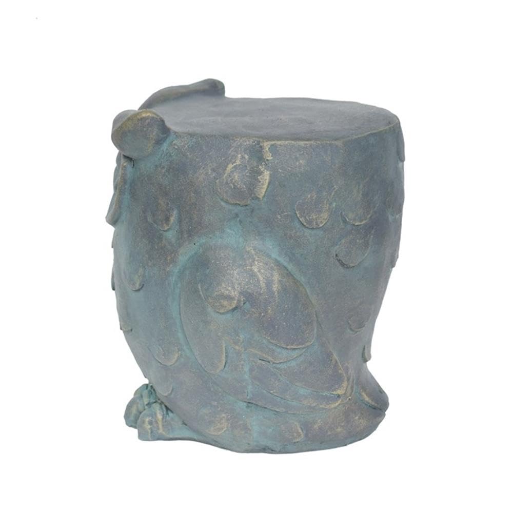 Noble House Pratchett Outdoor 12.5" Stone Garden Stool in Copper Patina Green - Diamond Home USA