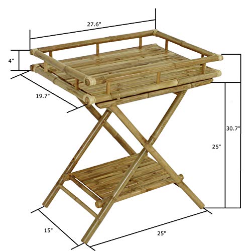 Statra Bamboo Butler Table With Removable Serving Tray