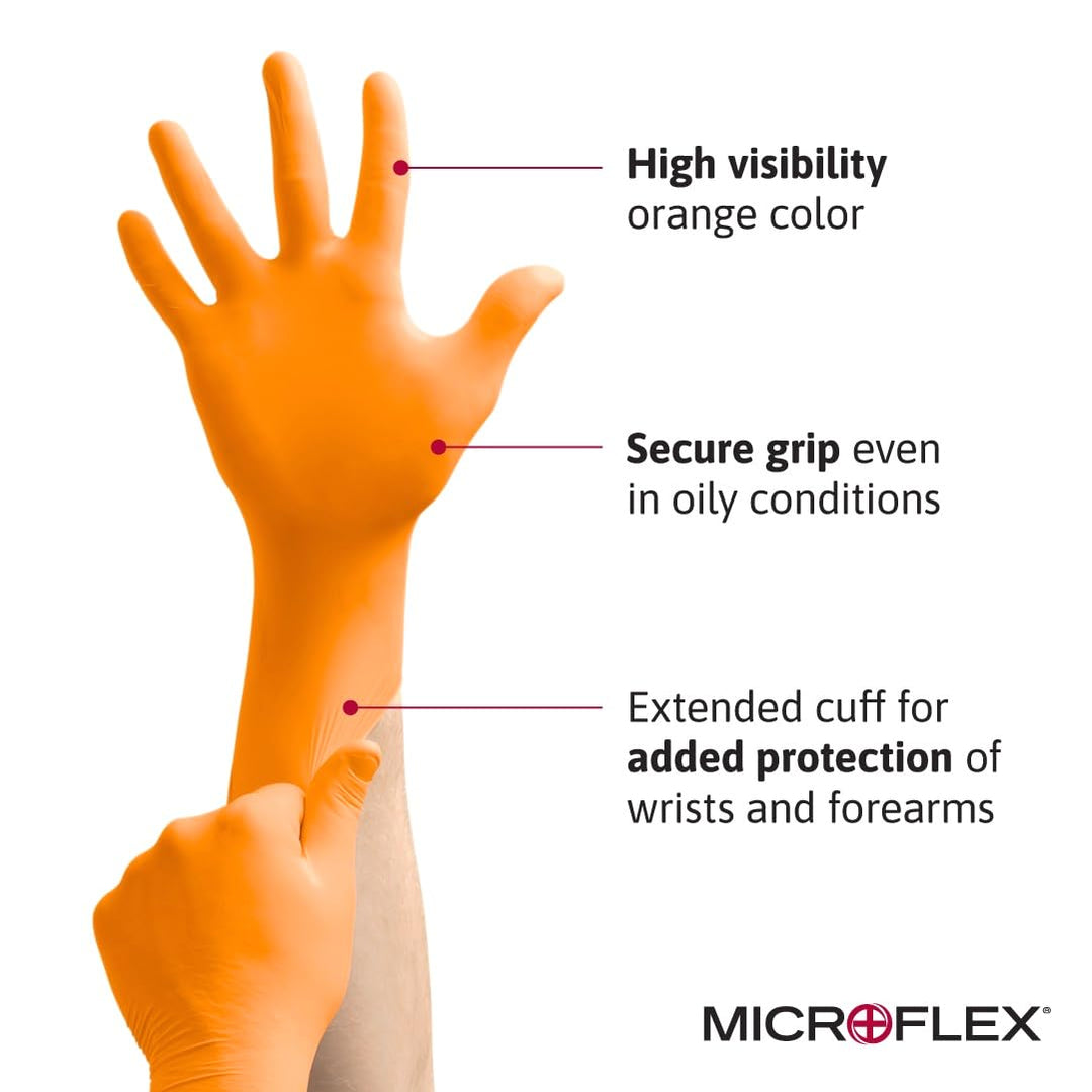 MICROFLEX Blaze N48 7mil Disposable Nitrile Gloves w/Extended Cuff for - Diamond Home USA