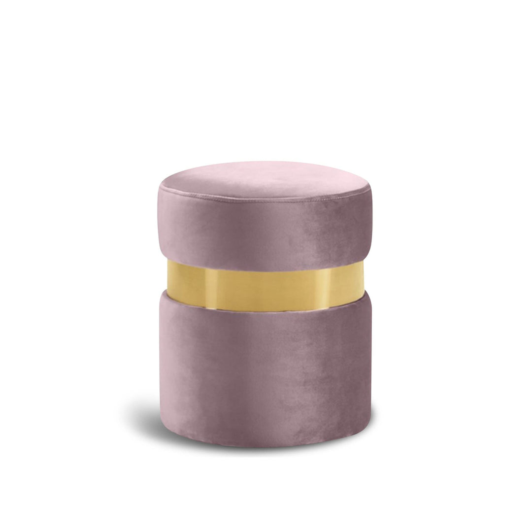 Round Shape Velvet Foot Stool Ottoman Purple Modern Contemporary Solid - Diamond Home USA