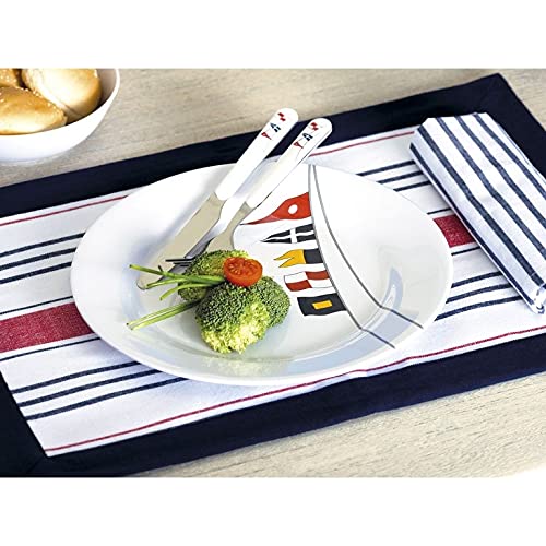 Non-slip Dinner Plate Set Of 6 Multi Color Coastal Casual Round Dishwasher Safe - Diamond Home USA