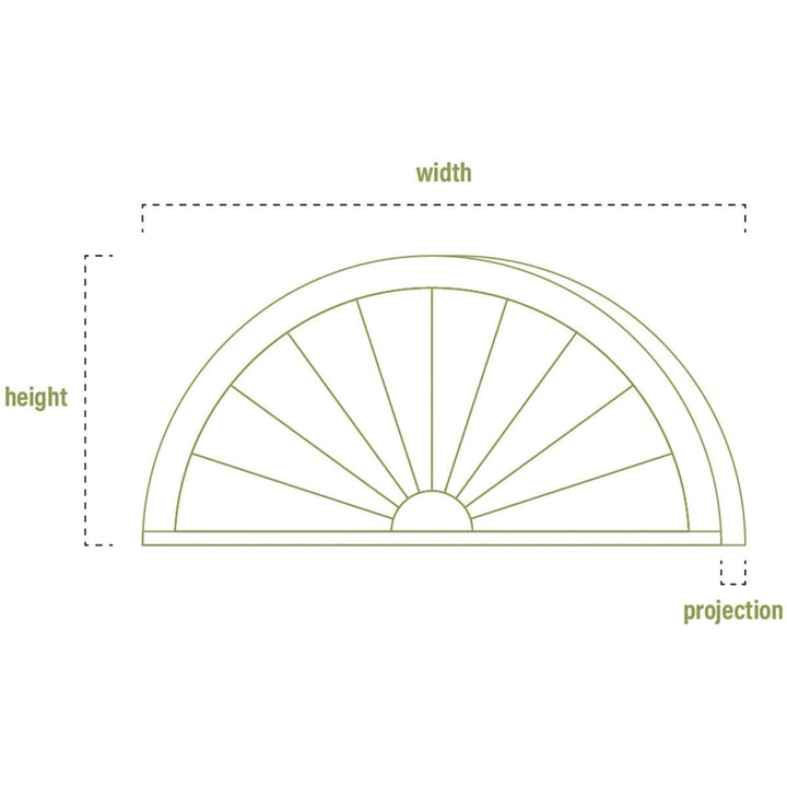 48" w X 24" h 2" p Half Round Sunburst Pediment Classic Polyurethane Primed - Diamond Home USA