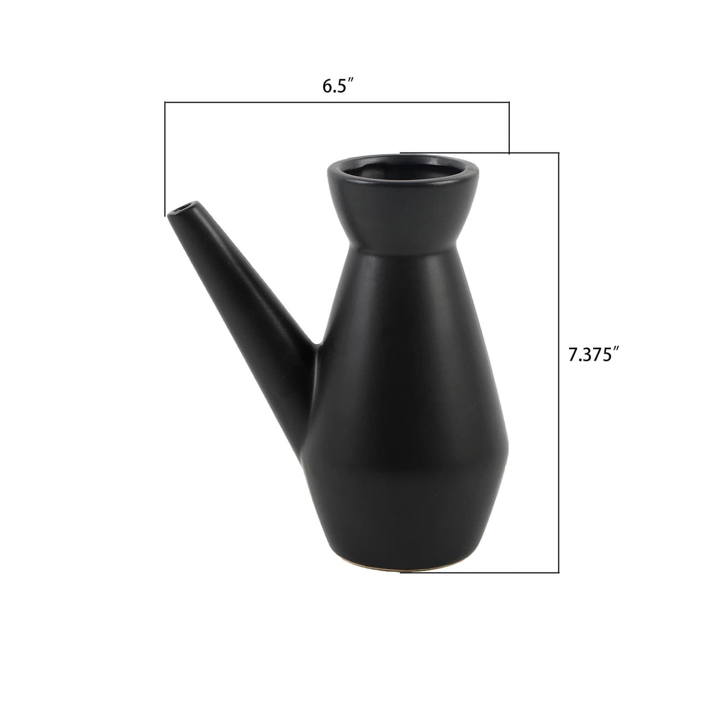 7" Ceramic Watering Can Matte Black - Diamond Home USA