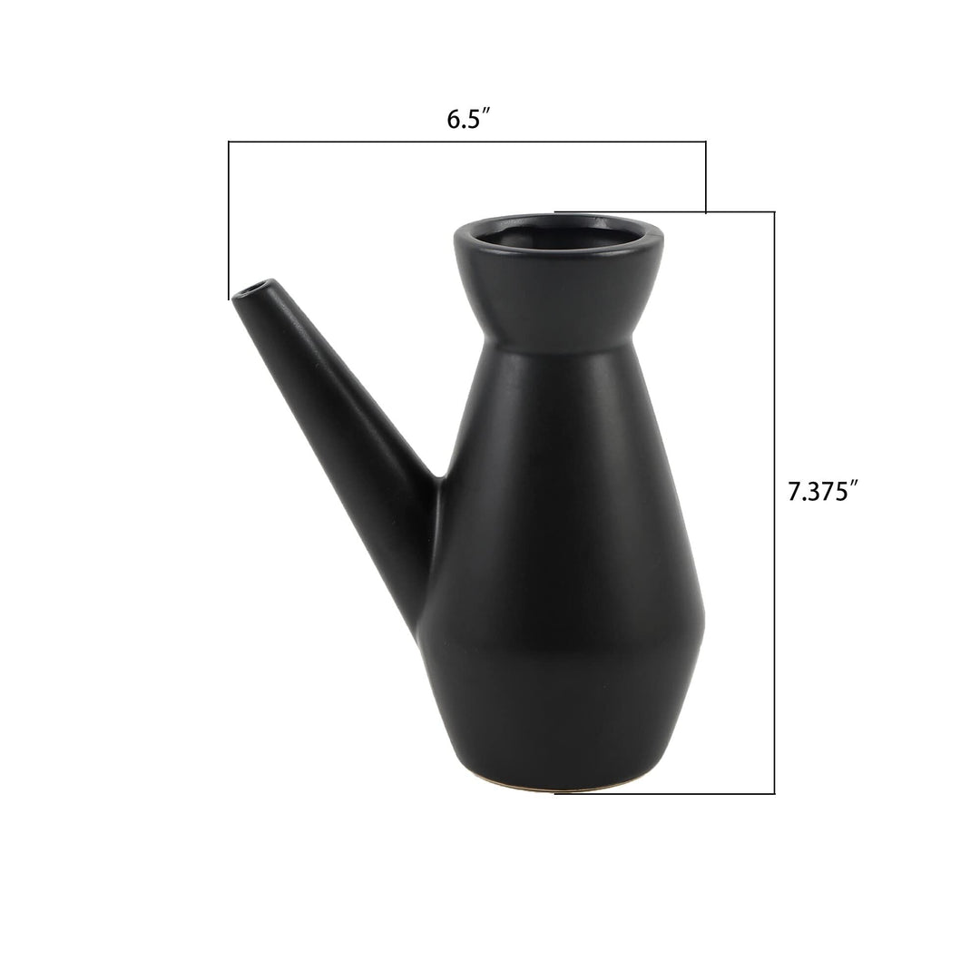 7" Ceramic Watering Can Matte Black - Diamond Home USA