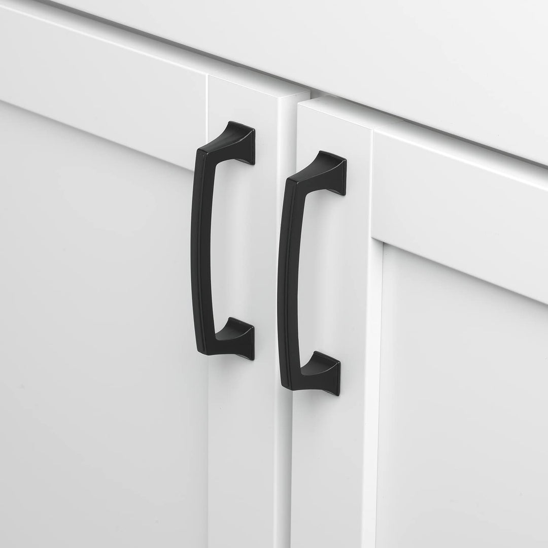 GlideRite Hardware 3-3/4" CC Deco Base Cabinet Pulls Matte Black - - Diamond Home USA