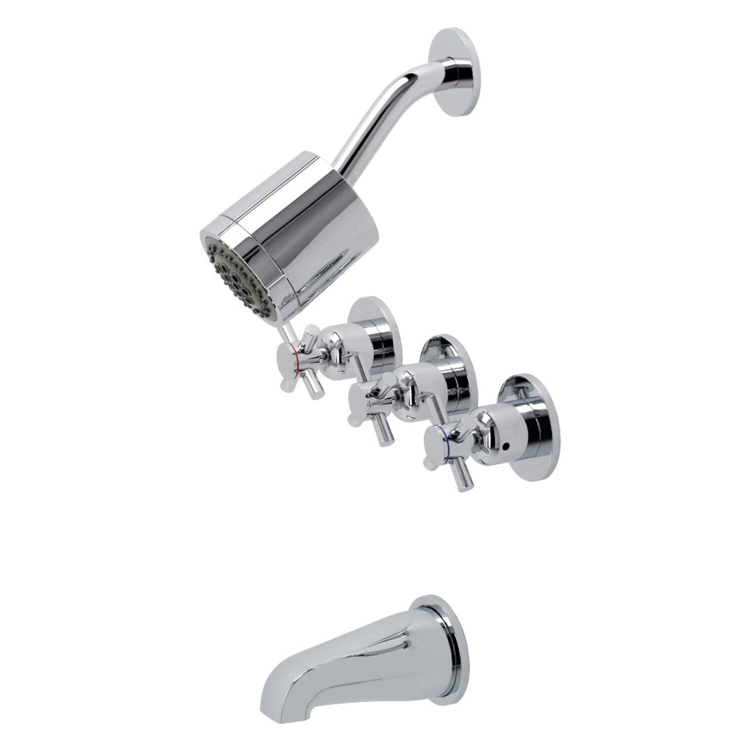 Kingston Brass Concord Three-Handle Tub and Shower Faucet ed Chrome Polished Chrome