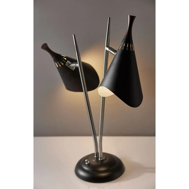 Adesso 3235-01 Draper Desk Lamp 22 in. 2 x 60W Incandescent/ 2 x 13W CFL Brushed - Diamond Home USA