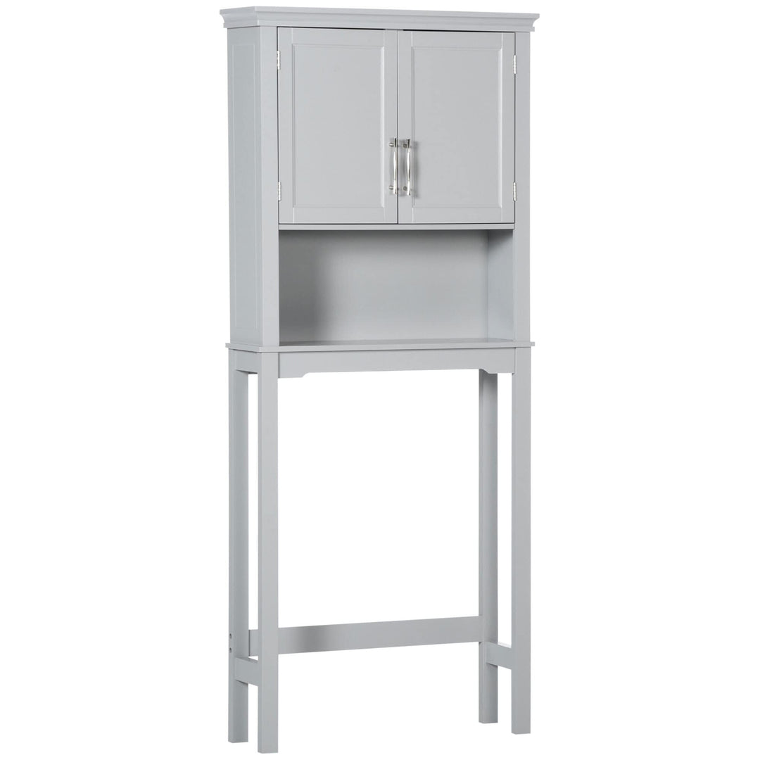 Modern Over The Toilet Storage Cabinet Double Door Bathroom Organizer Grey - Diamond Home USA