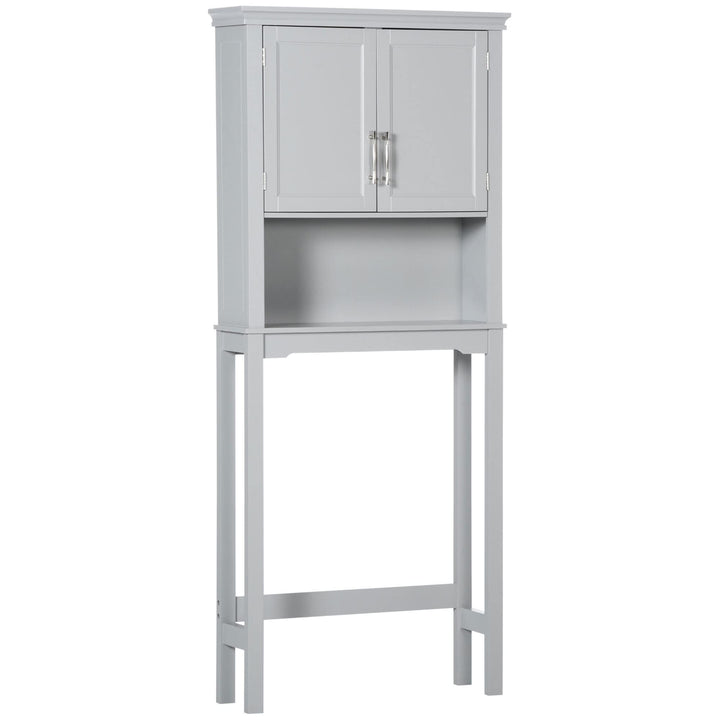 Modern Over The Toilet Storage Cabinet Double Door Bathroom Organizer Grey - Diamond Home USA