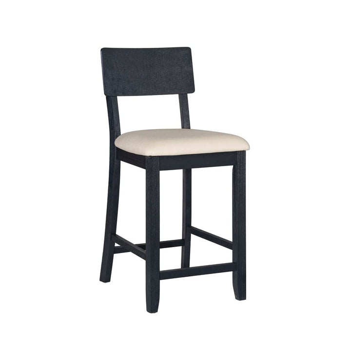 Dark Charcoal Solid Wood Counter Stool Black Bohemian Eclectic Farmhouse - Diamond Home USA