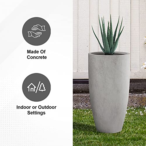 Plantara Round Tall Concrete/Fiberglass Indoor & Outdoor Lightweight - Diamond Home USA