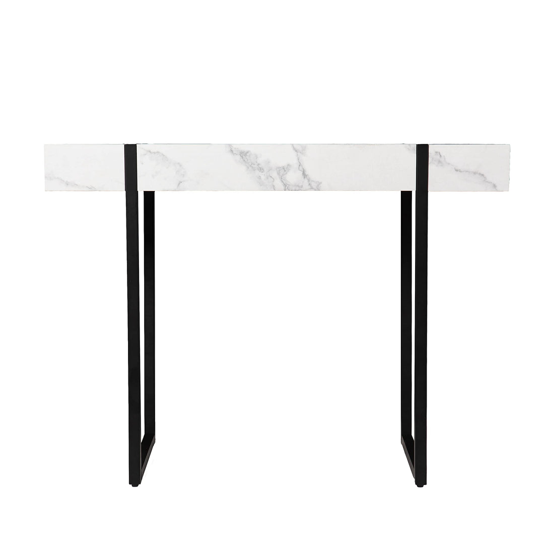 Modern Marble Console Table Black White Contemporary Rectangle ron MDF Glossy - Diamond Home USA