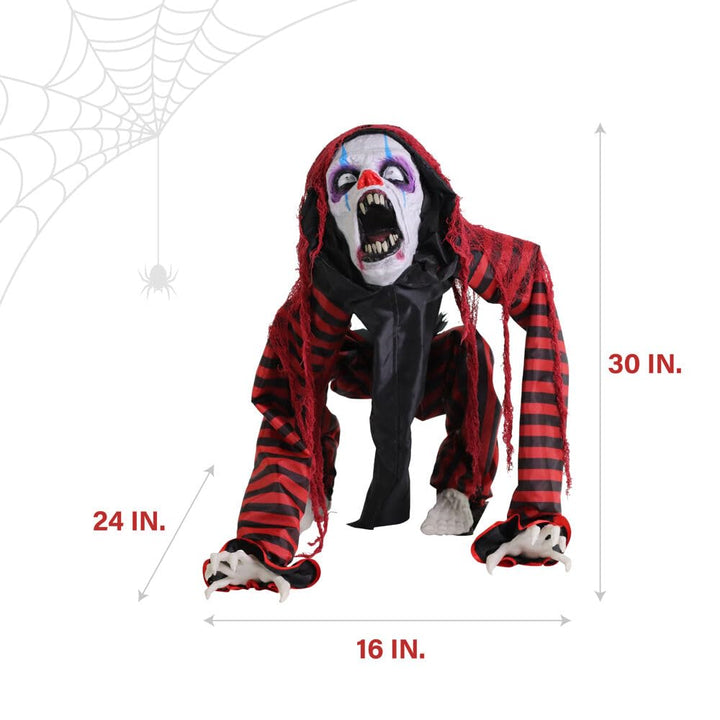 Haunted Hill Farm Squatting Clown Dog Halloween Animatronic with Movement Sounds - Diamond Home USA