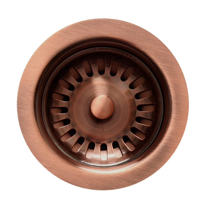 Whitehaus RNW35ACO Fireclay Sink Brass Basket Strainer in Antique Copper