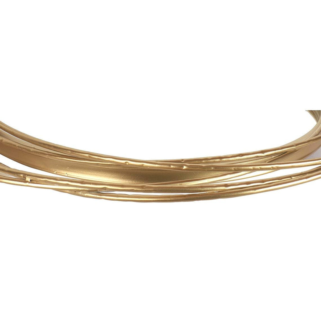 20" Dia Gold Round Wall Mirror Modern Metal Circle Wire Rings Accent Diameter - Diamond Home USA